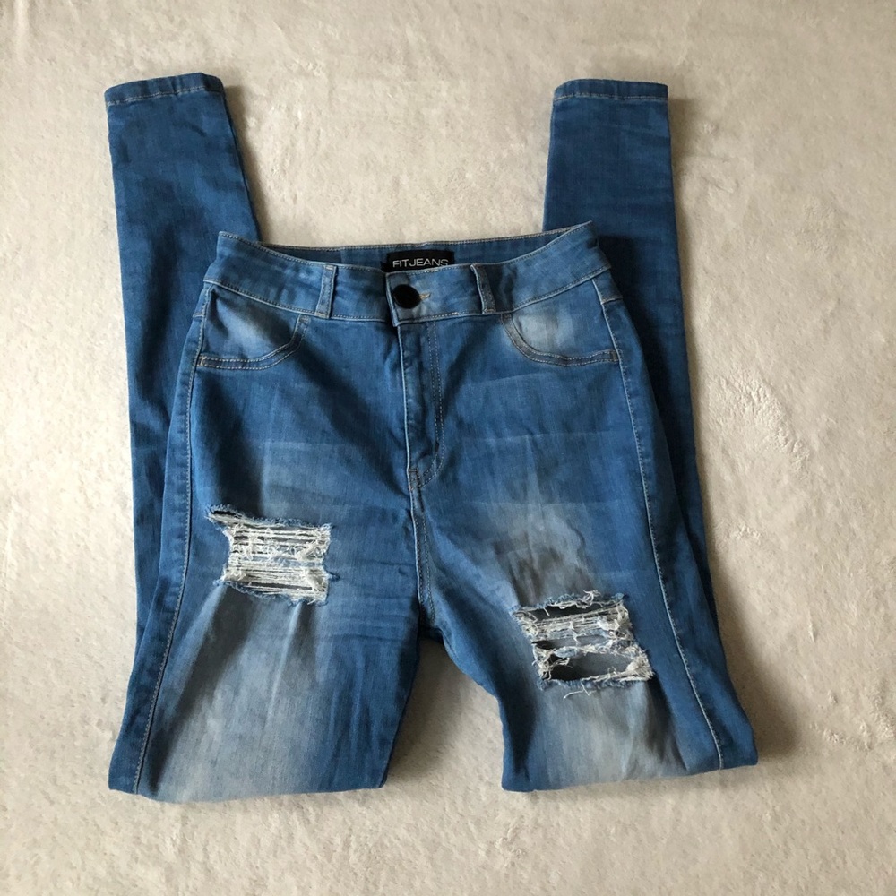 Women's Blue Skinny Jeans - Picture 5 of 10
